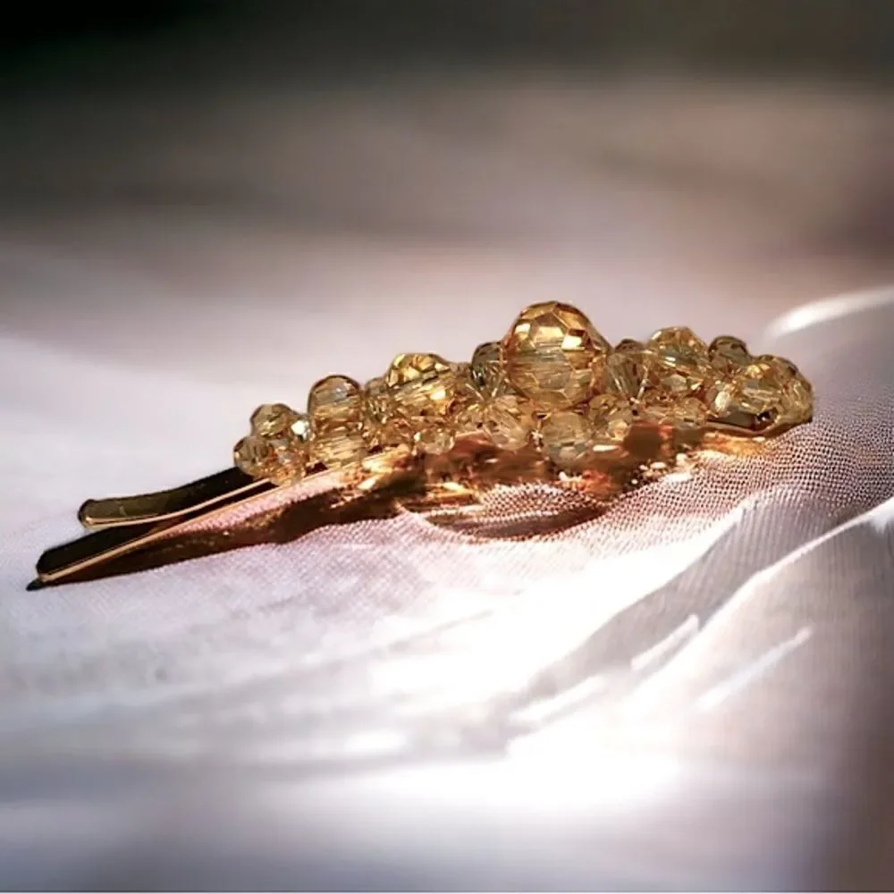 Crystal Studded l Barrette, Hair Clip l Gold Hardware l 5 Colors to Choose l New